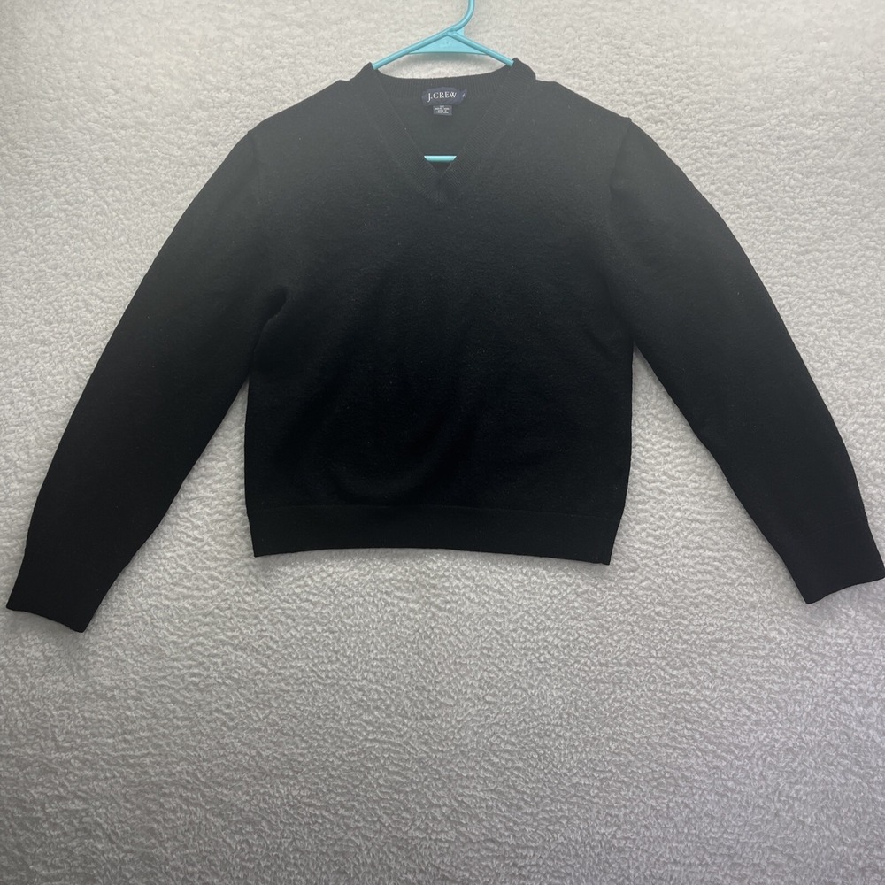 J Crew Sweater Women XL Black Merino Wool Long Sleeve Crewneck Thrashed Workout